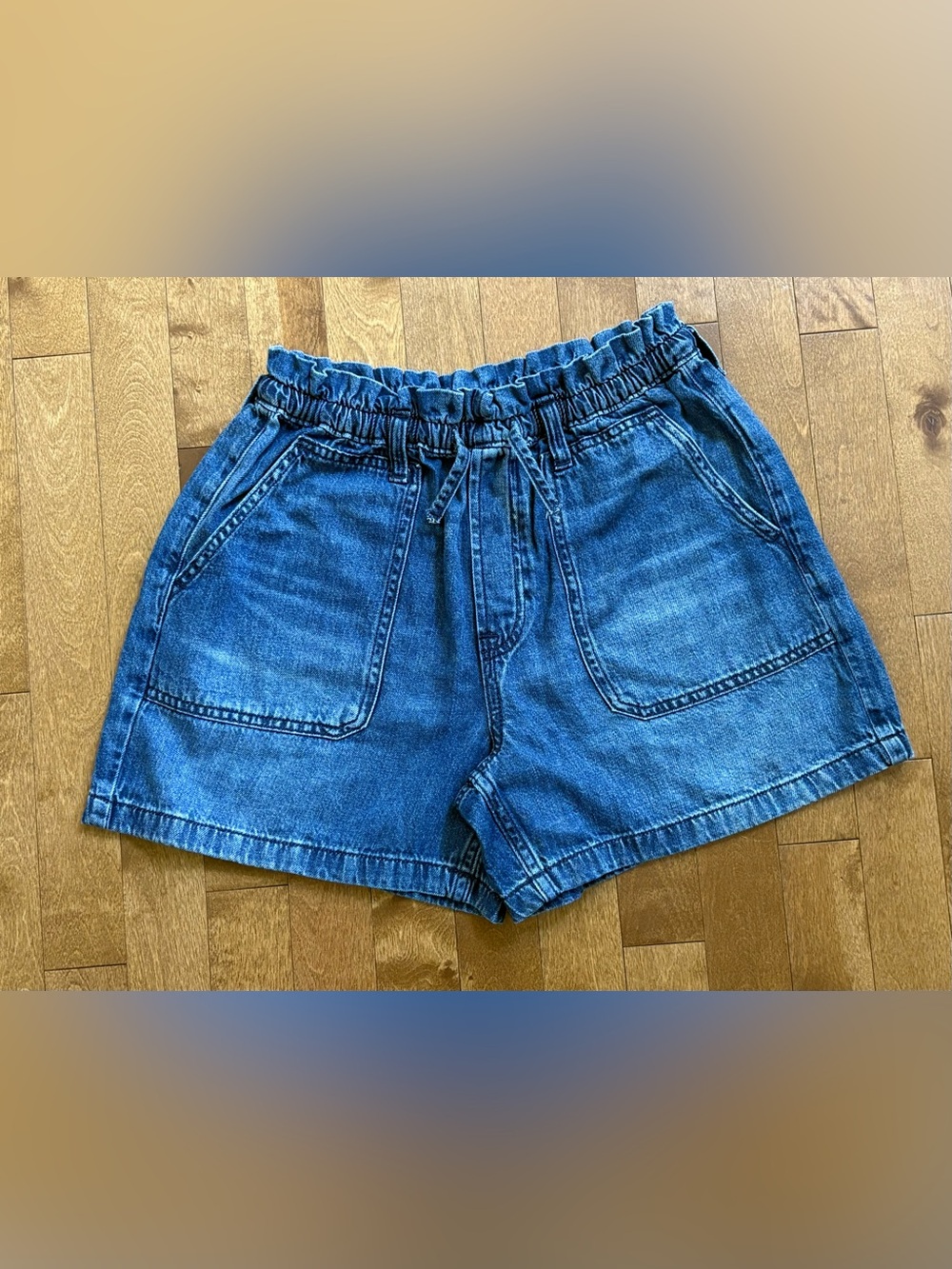 GAP Kids / Girls High-Rise Paperbag Denim Shorts Medium Wash XXL (18)